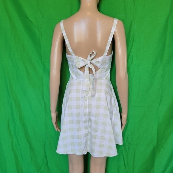 CITY STUDIO Zippered Plaid Sleeveless Square Neck Short Fit Flare Dress. - Picture 9 of 16